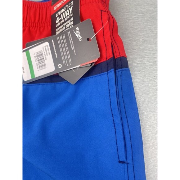 Speedo Men's 4-WAY STRETCH Swim Trunk Mid Length Redondo Stripe 18'' Large - Picture 13 of 16